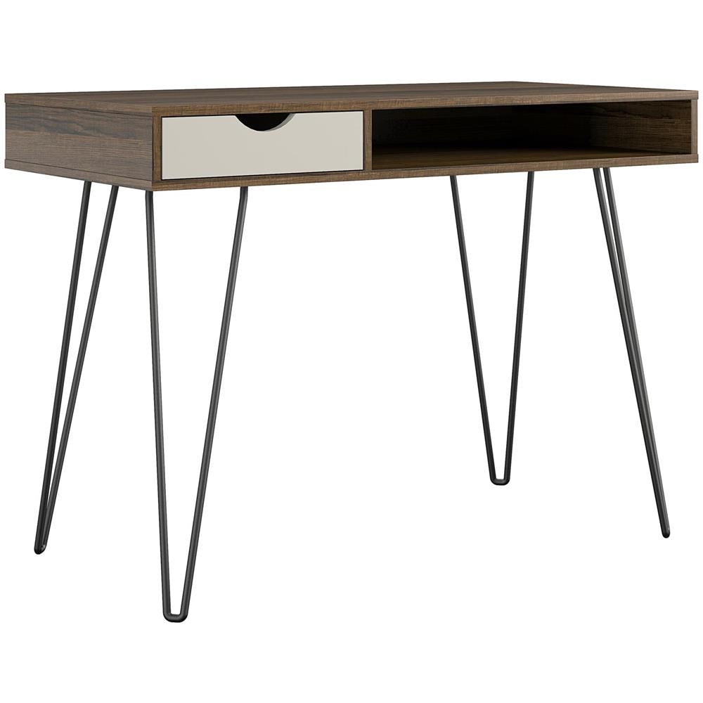 Concord Scrivania Con 1 Cassetto In Hdf Brown E Rovere - Foto 1