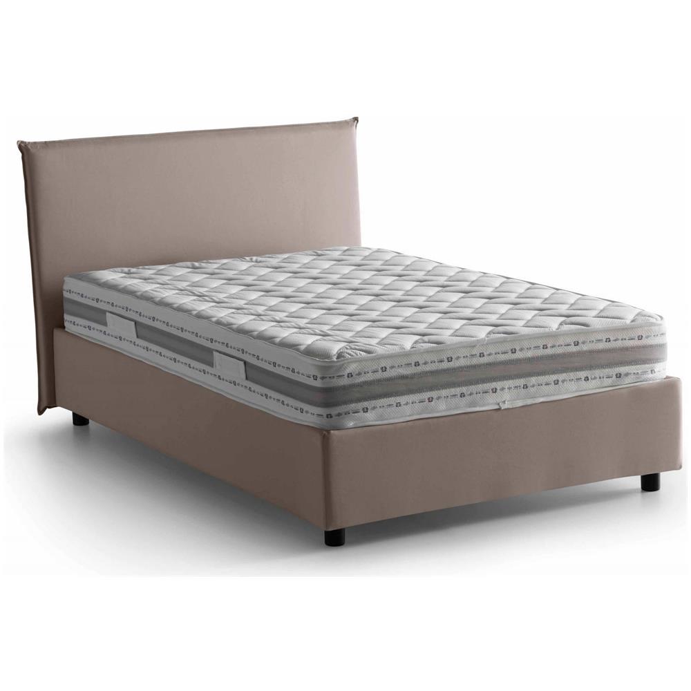 Letto Piazza E Mezza Asmara, Letto Contenitore Con Rivestimento In Tessuto, 100% Made In Italy, Apertura Frontale, Con Materasso Cm 120x190 Incluso, Tortora - Foto 2