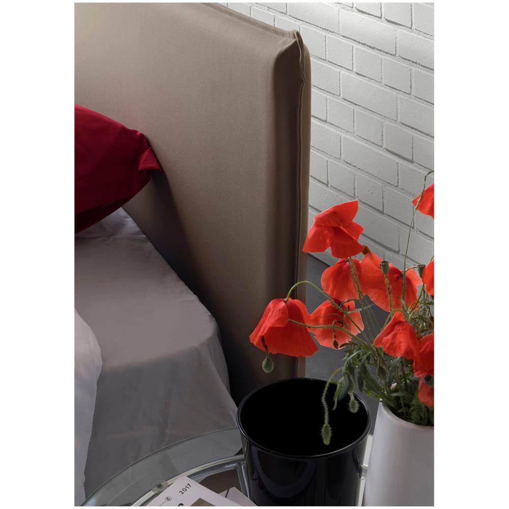 Letto Piazza E Mezza Asmara, Letto Contenitore Con Rivestimento In Tessuto, 100% Made In Italy, Apertura Frontale, Con Materasso Cm 120x190 Incluso, Tortora - Foto 4