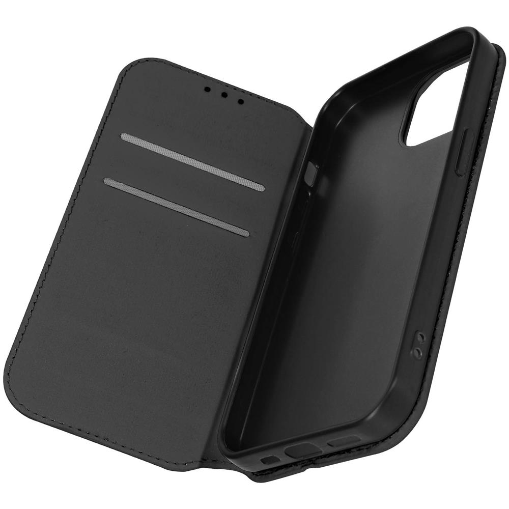 Custodia Per Iphone 15 Portafoglio Funzione Supporto Video Nera - Foto 1