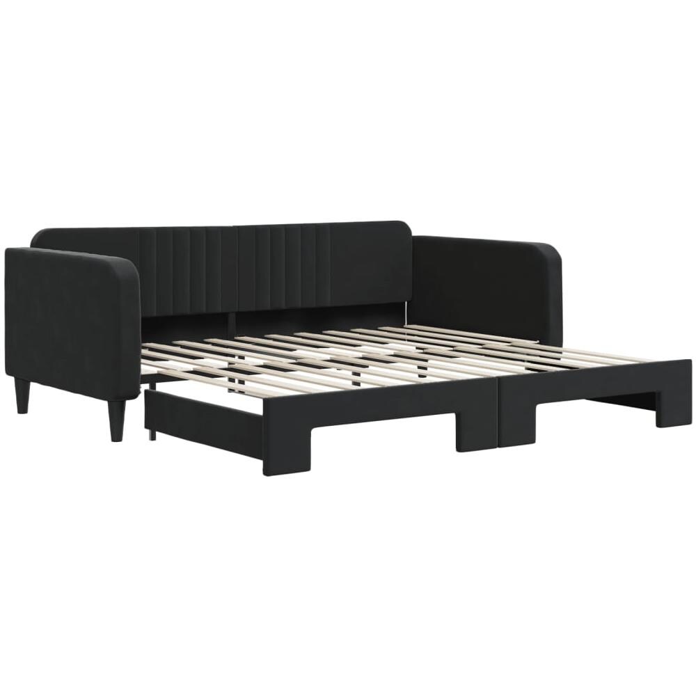 Divano Letto Con Letto Estraibile Nero 100x200 Cm In Velluto - Foto 2