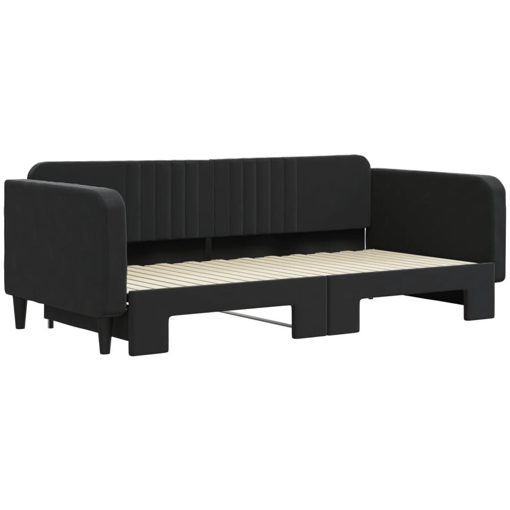 Divano Letto Con Letto Estraibile Nero 100x200 Cm In Velluto - Foto 3
