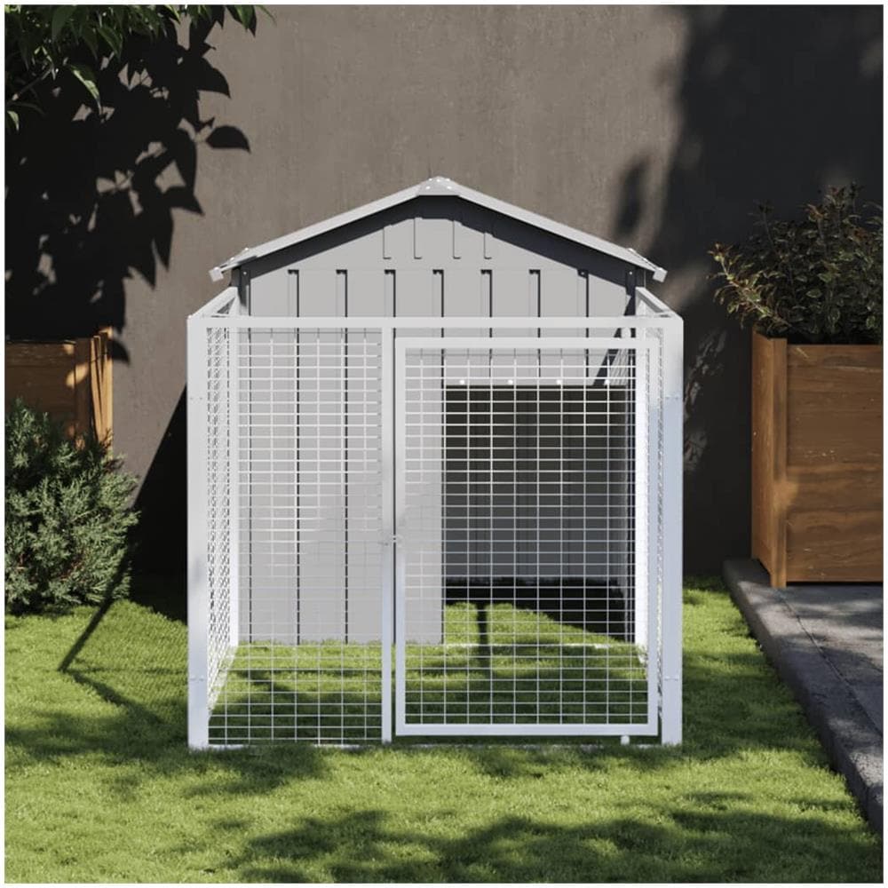 Casetta Cani Corsa Grigio Chiaro 117x201x123 Cm Acciaio Zincato - Foto 1