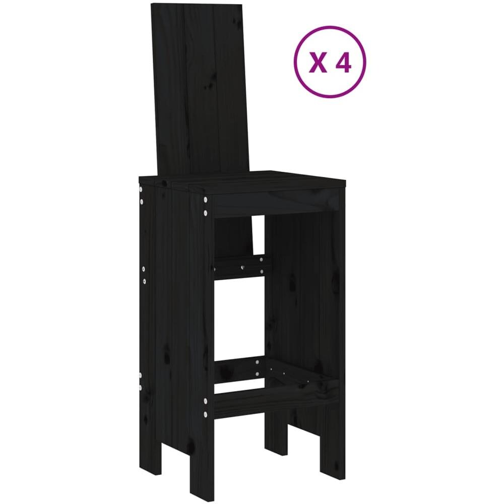 Set Bar Da Giardino 5 Pz Nero In Legno Massello Di Pino - Foto 3