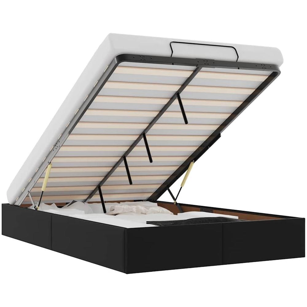 Struttura Letto Pouf senza Materasso Nero 120x200 cm Similpelle - Foto 1