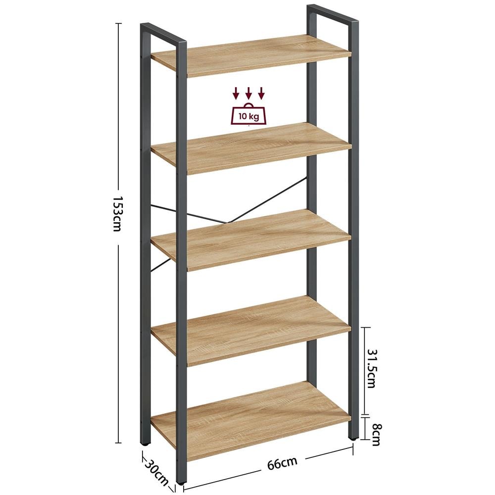 Libreria | Scaffale espositivo e portaoggetti a 5 ripiani in rovere Sonoma - Foto 6