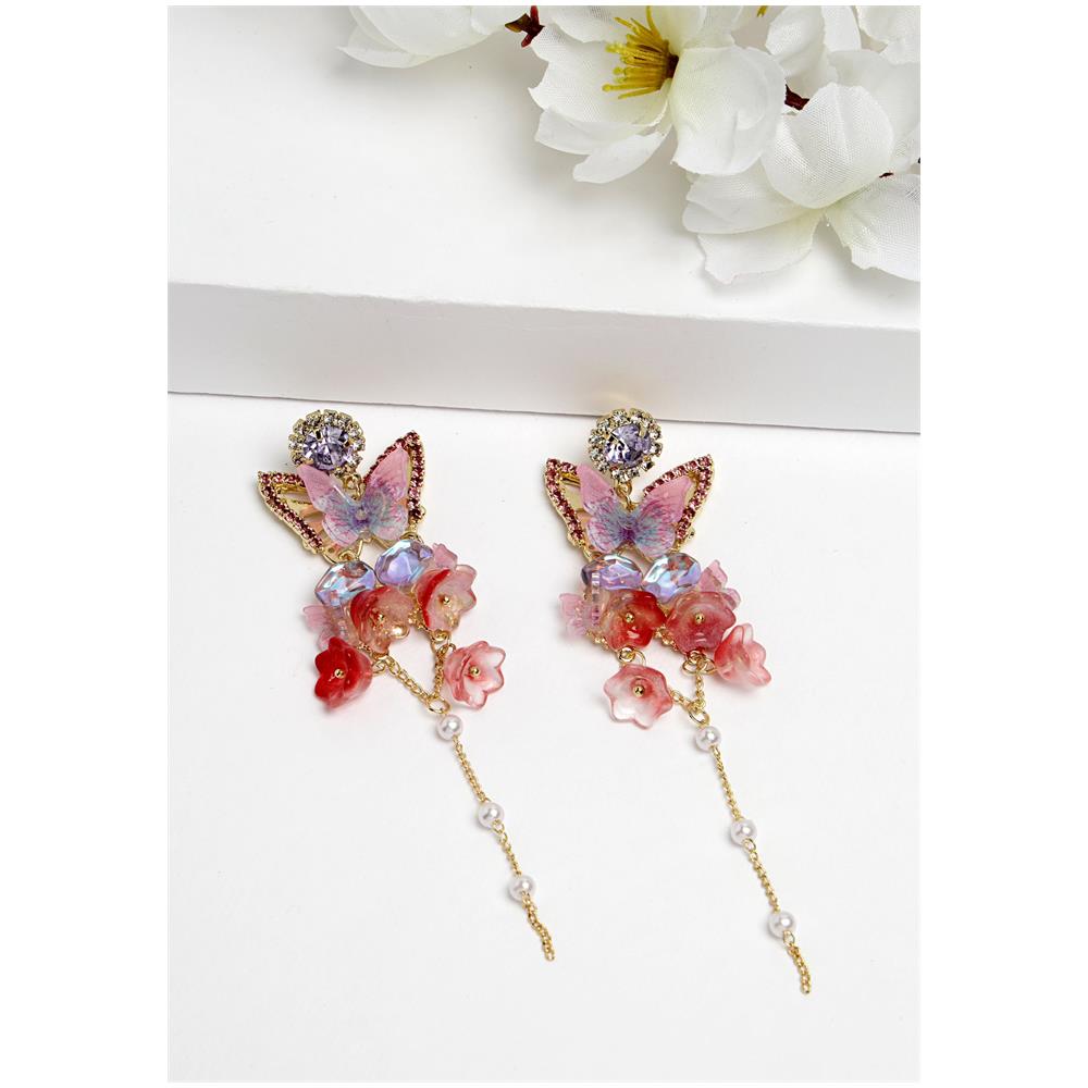 Orecchini Lunghi Pendenti Farfalla in Cristallo - Foto 2