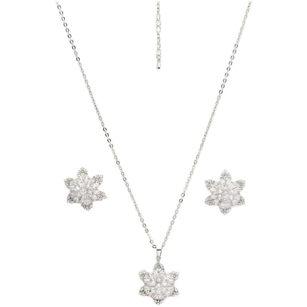Set Orecchini e Collana Floreale Scintillante - Foto 2