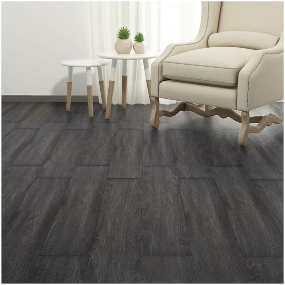 Listoni Pavimenti Non Autoadesivi PVC 5,26 m² 2 mm Nero Bianco - Foto 2