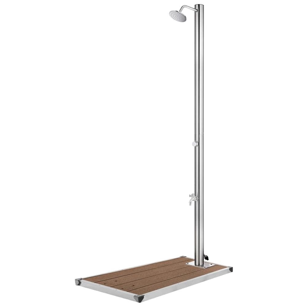 Doccia Da Giardino Con Base Marrone 220 Cm In Acciaio Inox - Foto 1