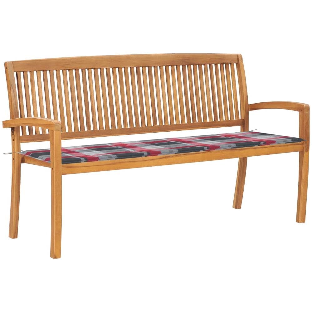 Panchina Da Giardino Impilabile E Cuscino 159cm Teak Massello - Foto 1