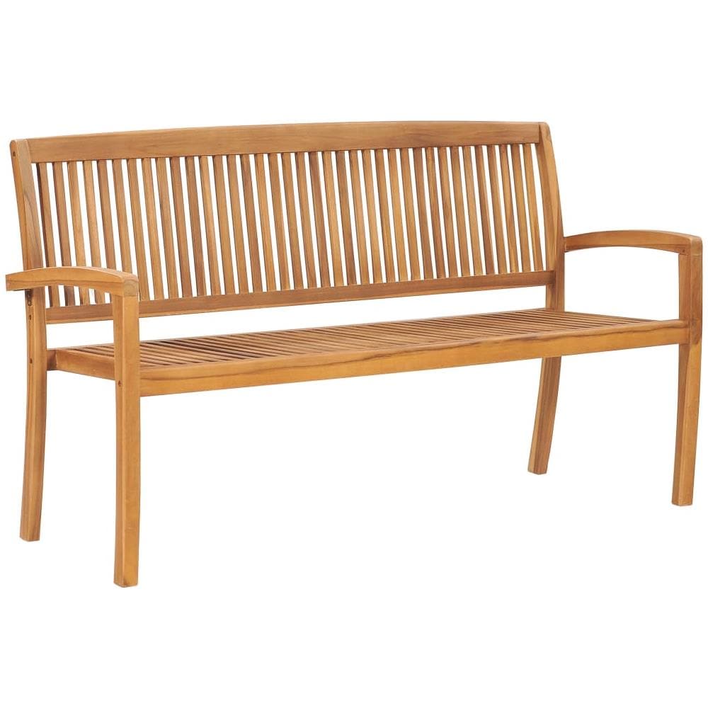 Panchina Da Giardino Impilabile E Cuscino 159cm Teak Massello - Foto 2
