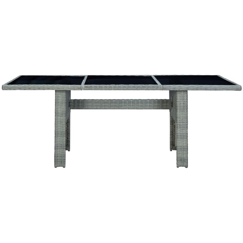 Tavolino da Giardino Grigio Chiaro Polyrattan e Vetro Temperato - Foto 3