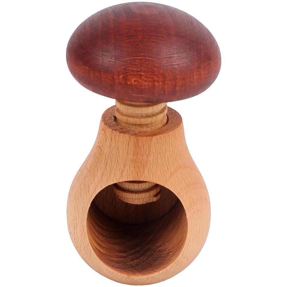 Schiaccianoci A Forma Di Fungo Di Legno | 10 X 6 Cm | Legno Di Faggio Naturale | Con Meccanismo A Vite | Solido E Utile - Foto 2