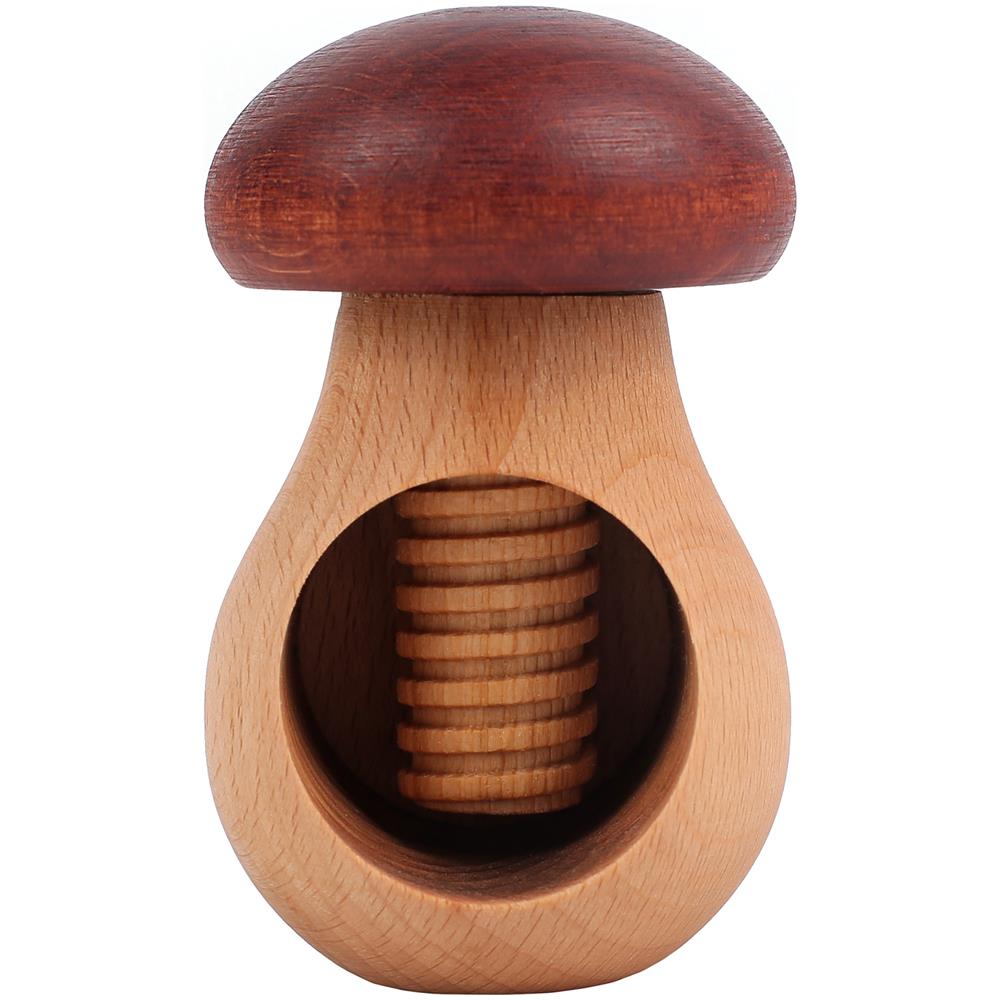 Schiaccianoci A Forma Di Fungo Di Legno | 10 X 6 Cm | Legno Di Faggio Naturale | Con Meccanismo A Vite | Solido E Utile - Foto 5