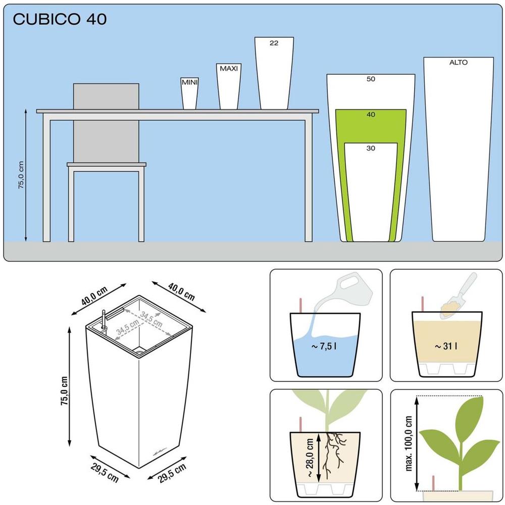 Fioriera Cubico Alto 40 ALL-IN-ONE Bianco Lucido 18191 - Foto 2