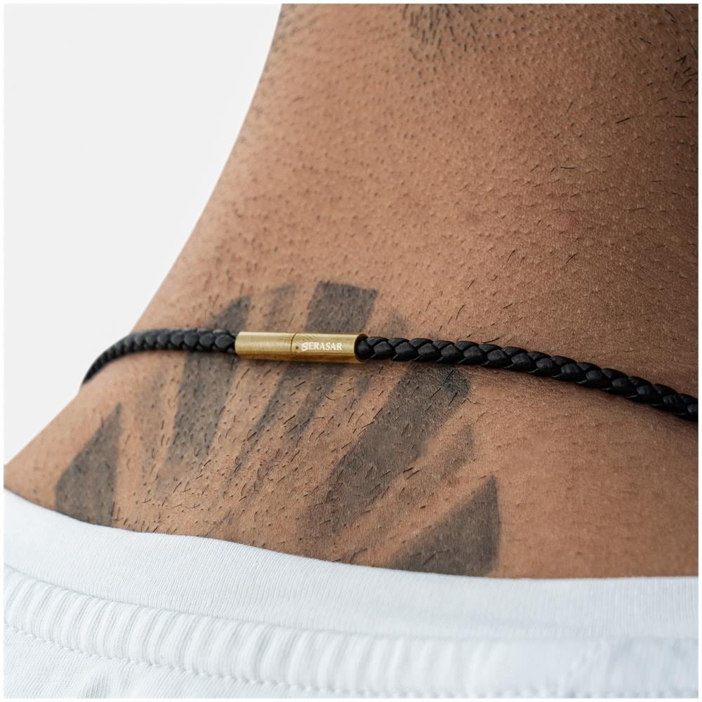 Collana da Uomo in Pelle Premium, ""Arrow"", 60cm, Oro - Foto 2