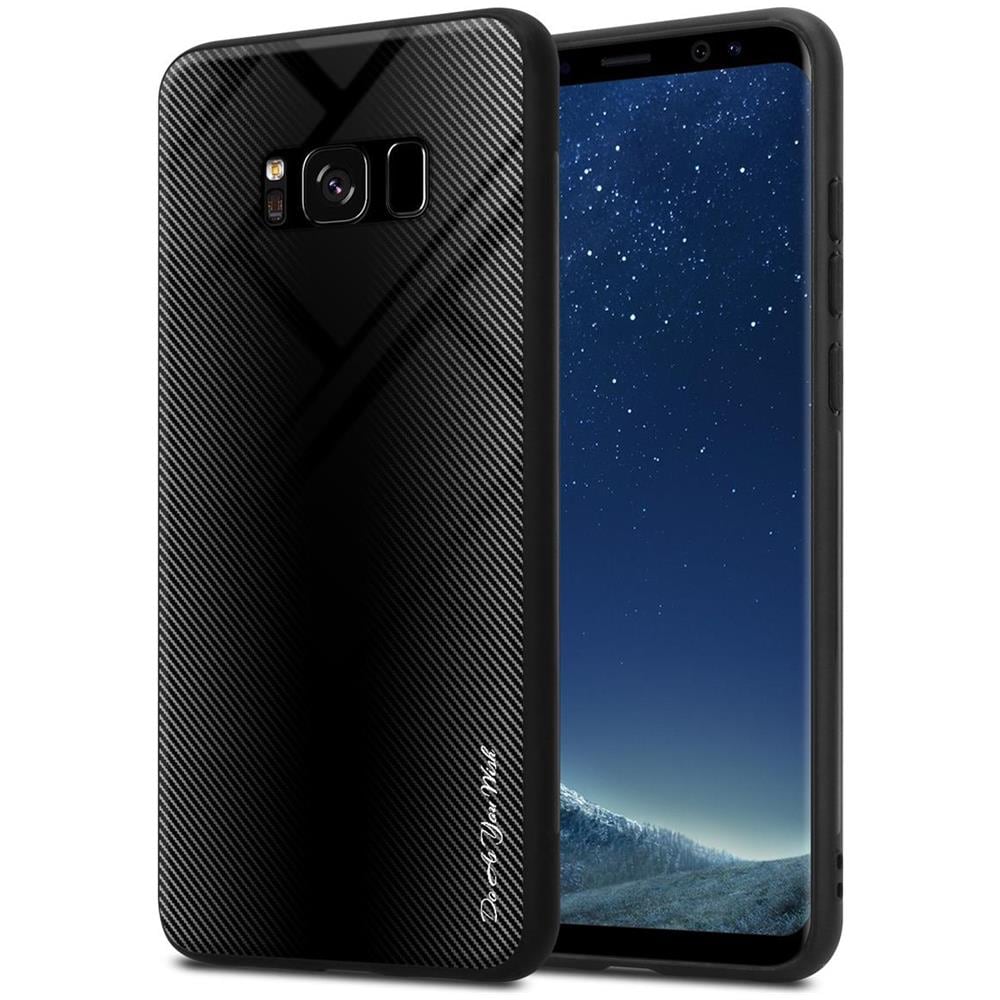 Custodia Compatibile Con Samsung Galaxy S8 - Ottica A Strisce In Opale Nero - Coperchio Protettivo In Vetro Temperato E Silicone Tpu - Foto 1