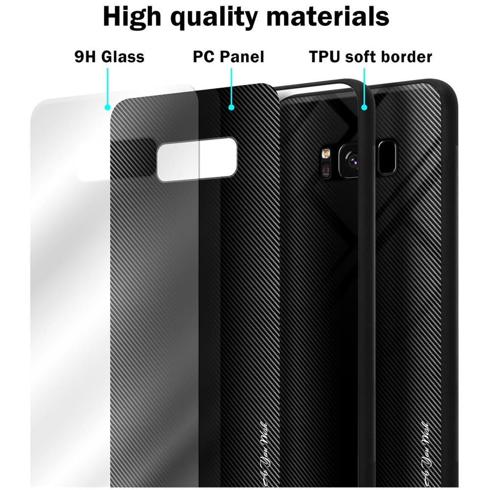 Custodia Compatibile Con Samsung Galaxy S8 - Ottica A Strisce In Opale Nero - Coperchio Protettivo In Vetro Temperato E Silicone Tpu - Foto 7
