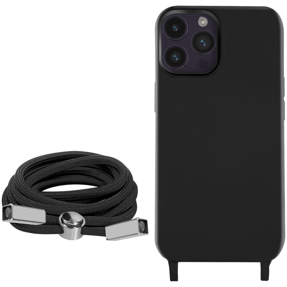 Cover Semirigida Per Iphone 14 Pro Cordino Nylon Intrecciato 80 Cm Nera - Foto 2