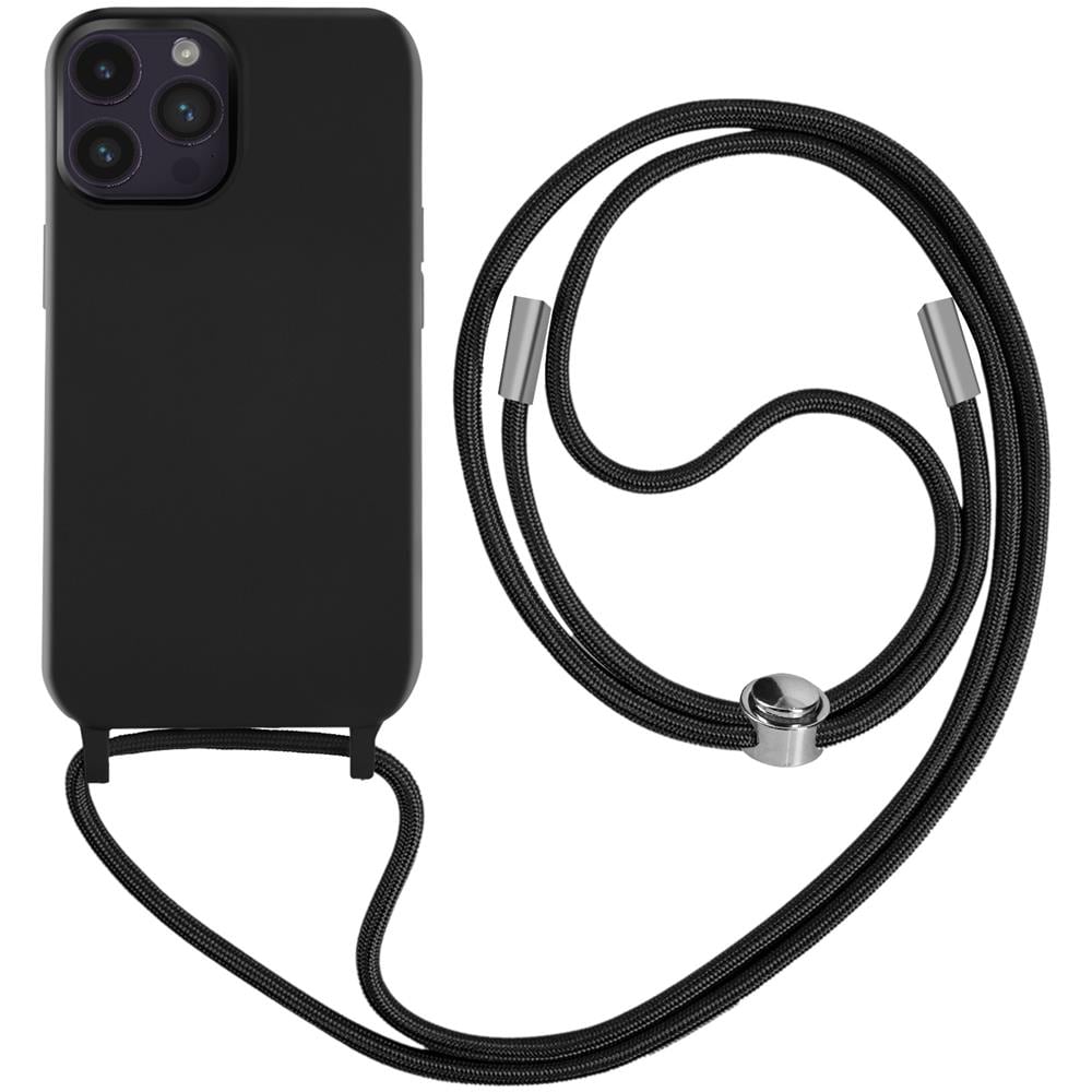 Cover Semirigida Per Iphone 14 Pro Cordino Nylon Intrecciato 80 Cm Nera - Foto 1