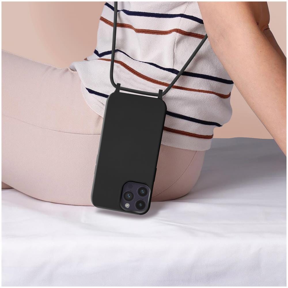 Cover Semirigida Per Iphone 14 Pro Cordino Nylon Intrecciato 80 Cm Nera - Foto 5