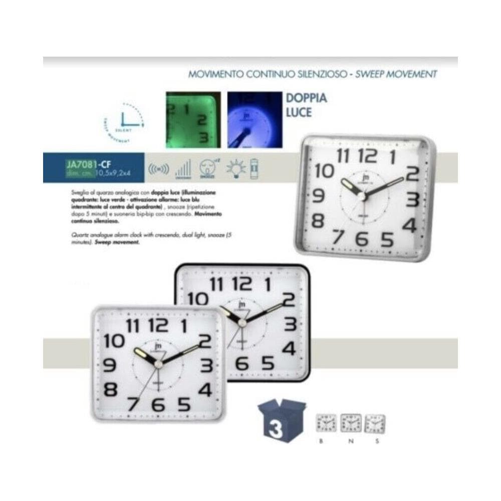 Sveglia Quarzo Analogica Con Luce Doppia Snooze E Suoneria Ja7081n - Foto 2