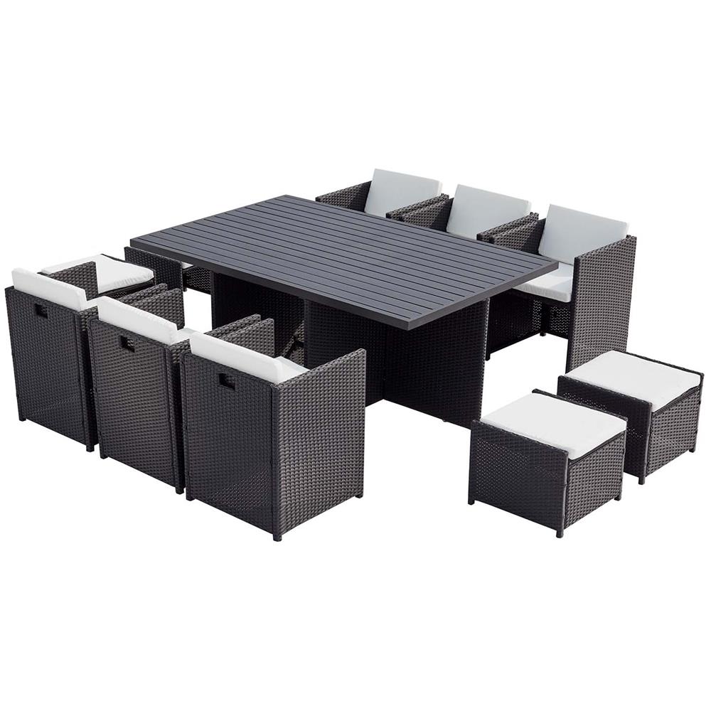 Salotto Da Giardino A Incasso 10 Posti Resina Intrecciata Nero/bianco Sunset - Foto 1