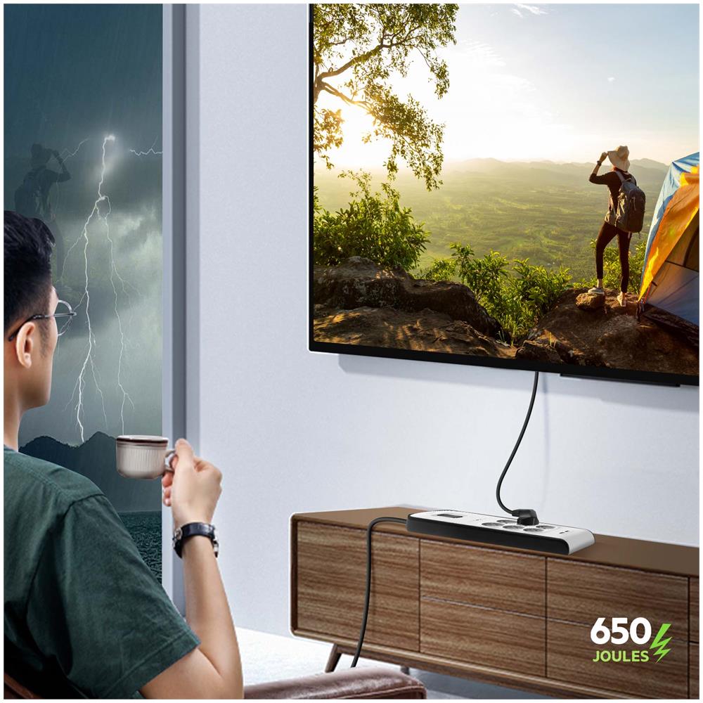 Ciabatta 6 Prese + 2 Usb 2,4a Protezione Fulmini Con Cavo Da 2m Belkin - Foto 5