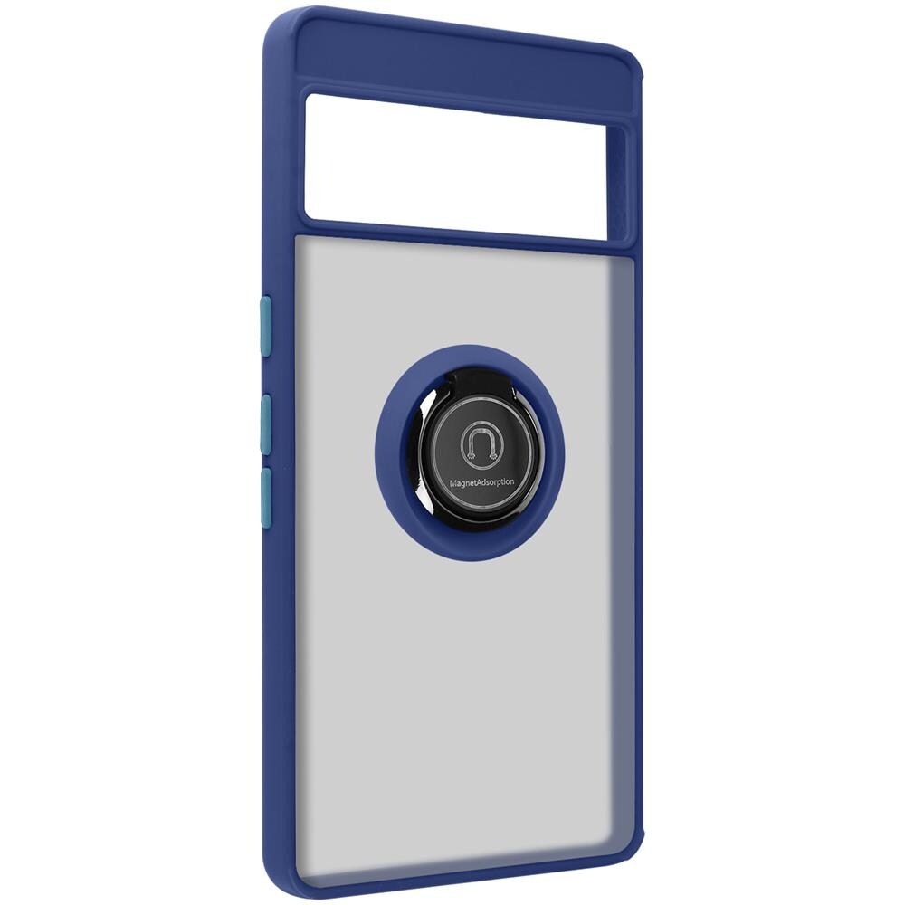 Cover Google Pixel 7 Pro Bimateria Anello Metallico Supporto Blu - Foto 2