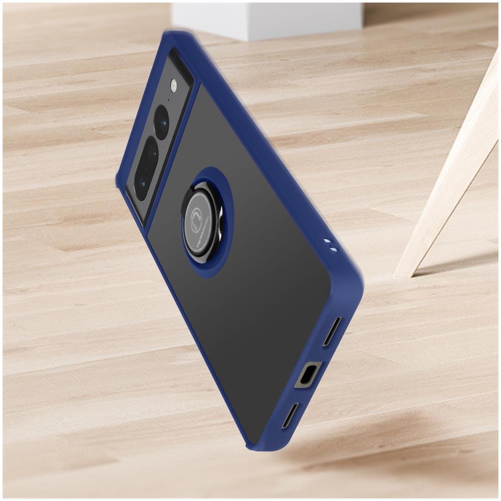 Cover Google Pixel 7 Pro Bimateria Anello Metallico Supporto Blu - Foto 5