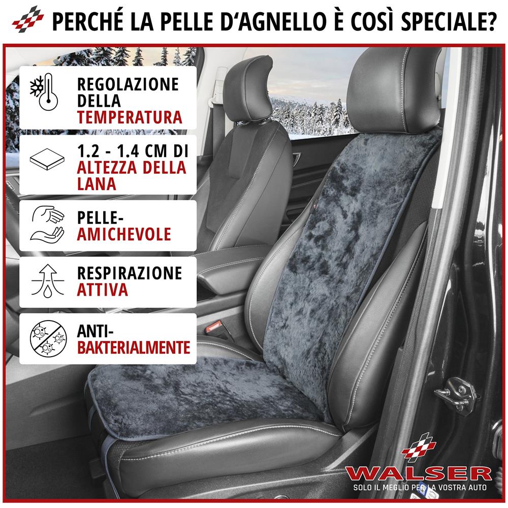 Coprisedili Auto In Pelle D'agnello Cosmo Antracite 12-14mm Altezza Pelo - Foto 2