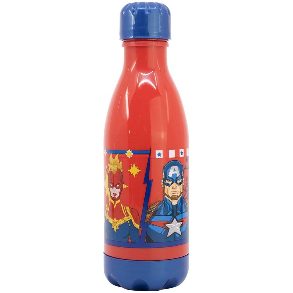 Borraccia Rossa Per Bambini In Plastica Avengers Iron Man Hulk Captain America 560 Ml Con Tappo A Vite - Foto 2