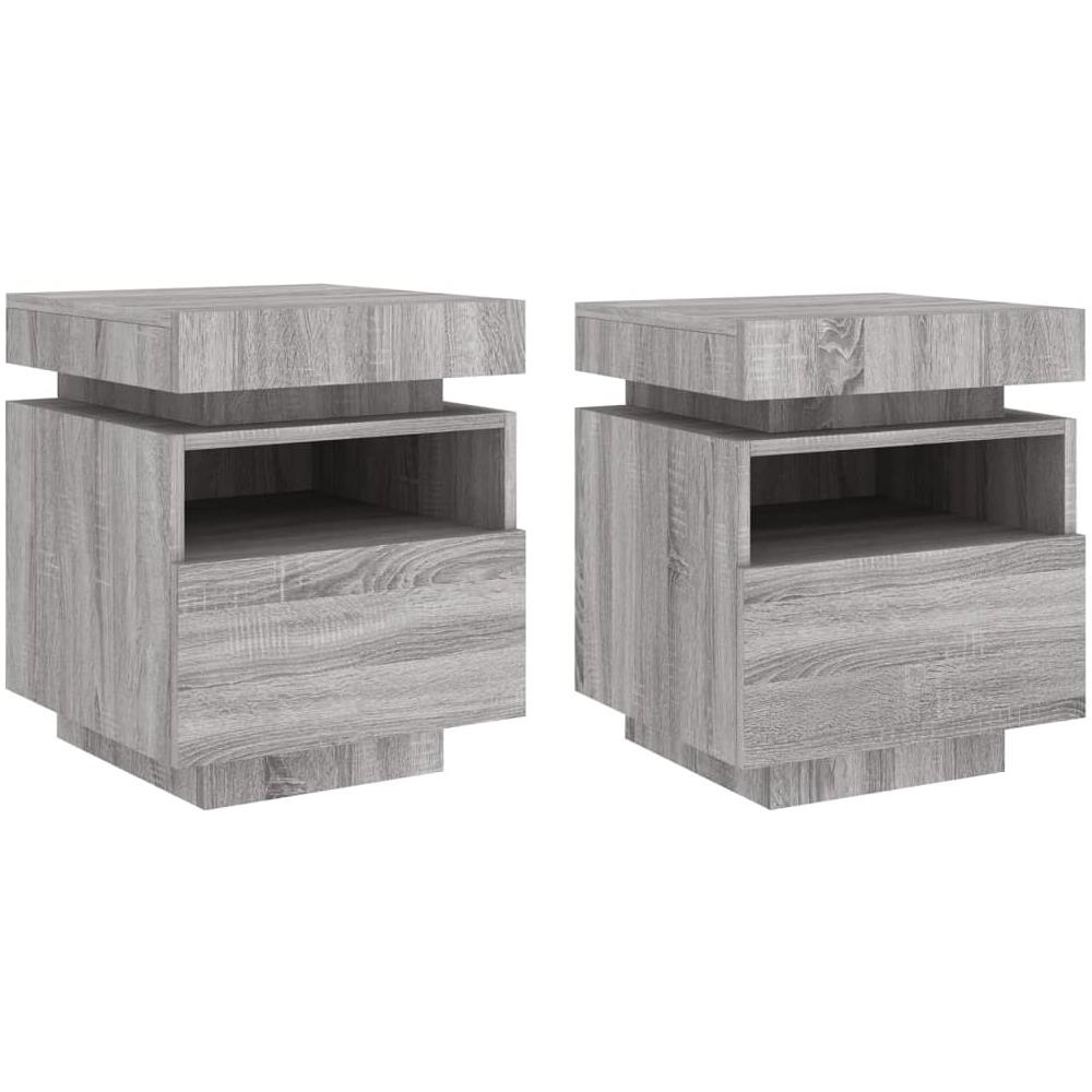 Comodini Con Luci Led 2pz Grigio Sonoma 40x39x48,5 Cm - Foto 2