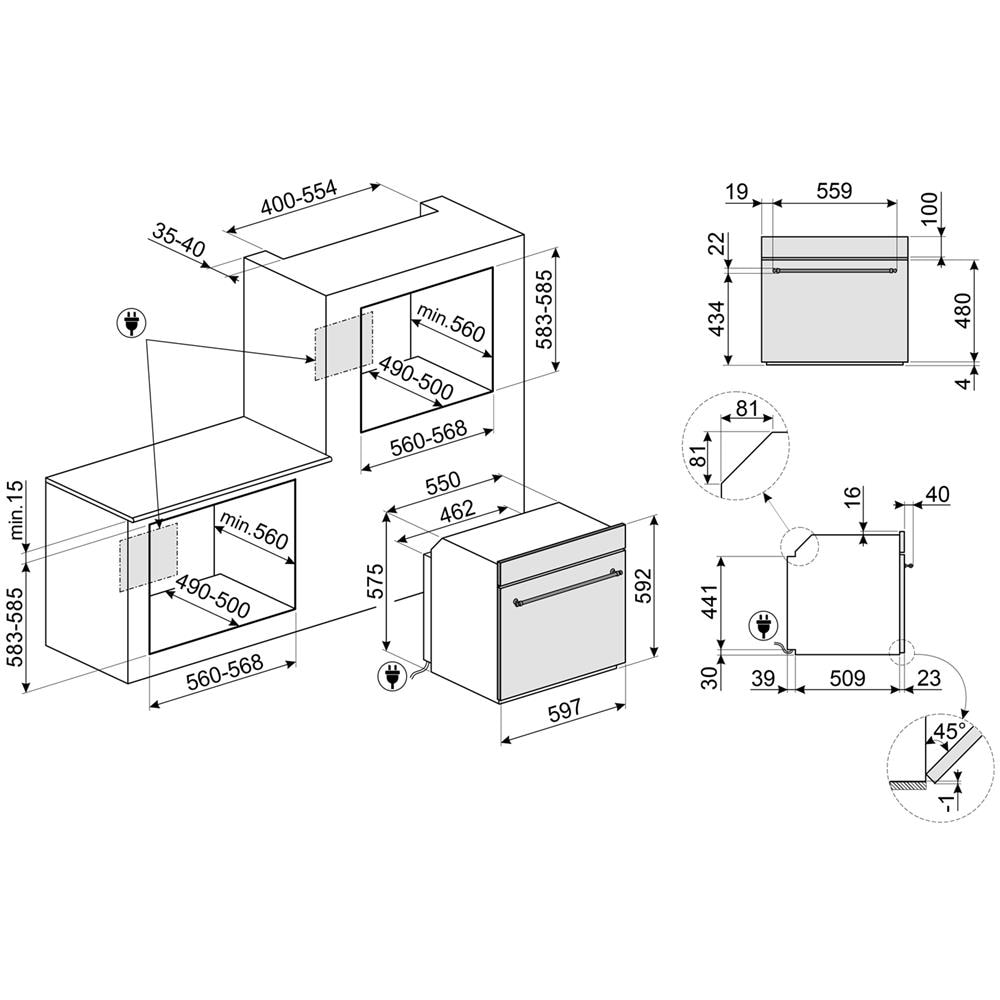 Coloniale SF68C1AO forno 70 L 3000 W Antracite - Foto 4