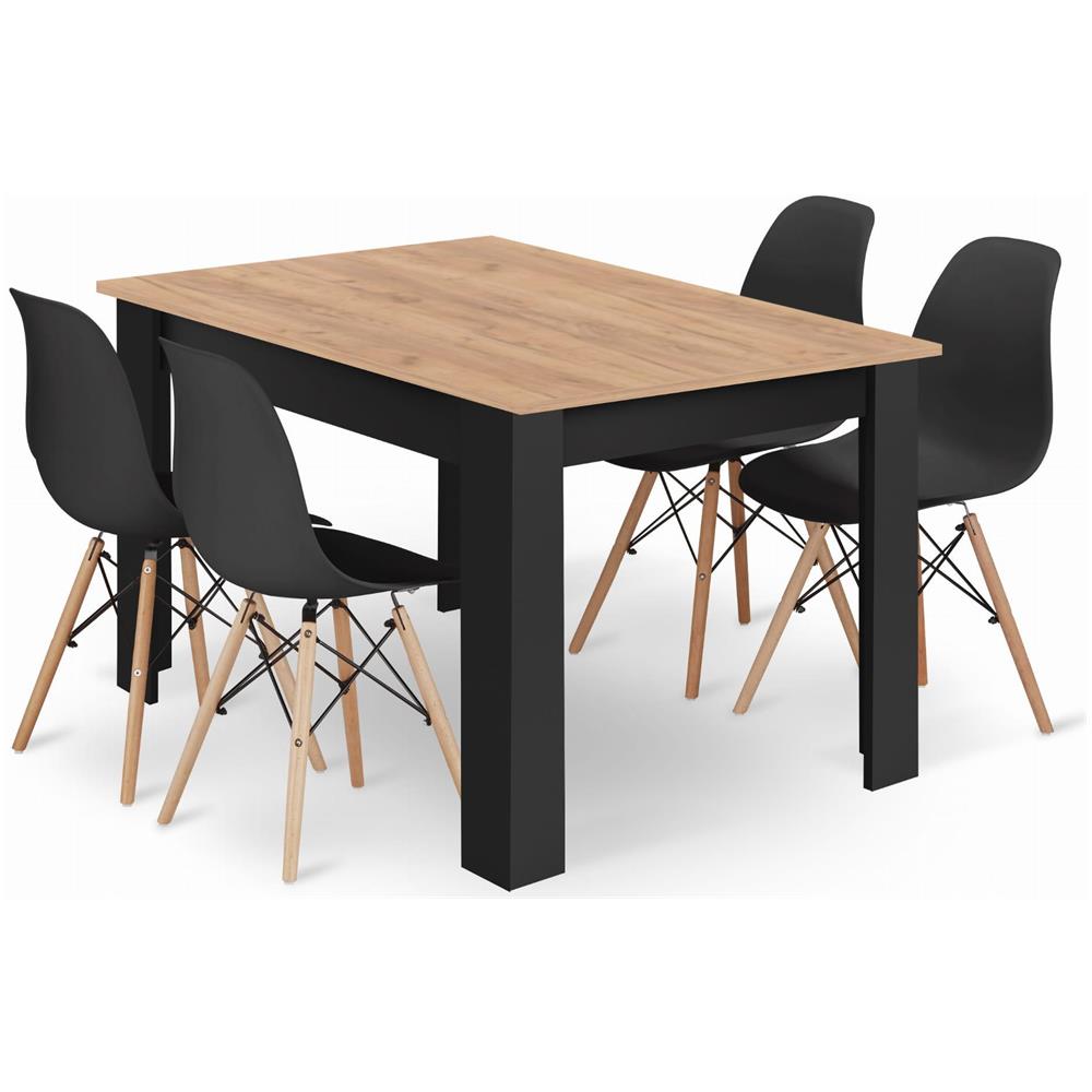 Set da pranzo | Tavolo 120x80 Craft Black + 4 sedie OSAKA Black - Foto 1