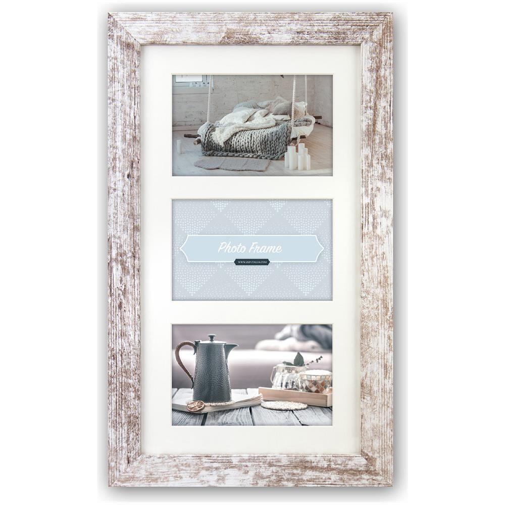 S. r. l. Nelson 6 3Q Cornice portafoto in Legno, Legno, Bianco, per 3 X Immagine Formato 10 x 15 cm, - Foto 1
