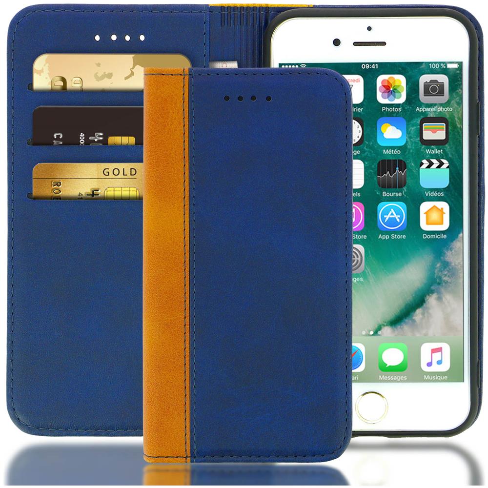 Custodia Iphone 7 E 8 Portacarte Funzione Supporto Blu - Foto 2