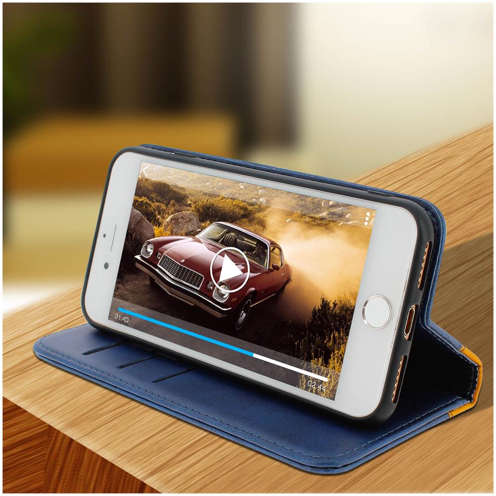Custodia Iphone 7 E 8 Portacarte Funzione Supporto Blu - Foto 4