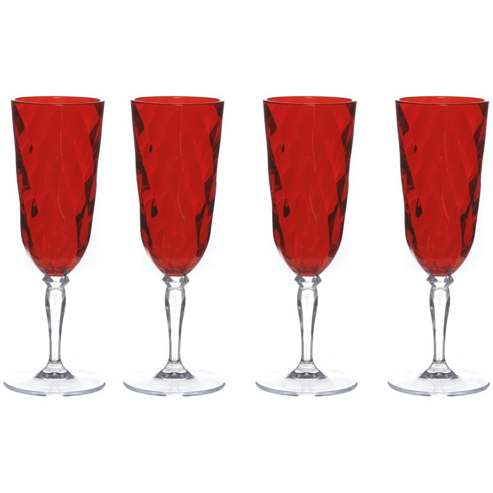 Set Flute In Acrilico, 4 Pezzi Da 17,5 Cl Rosso - Foto 1