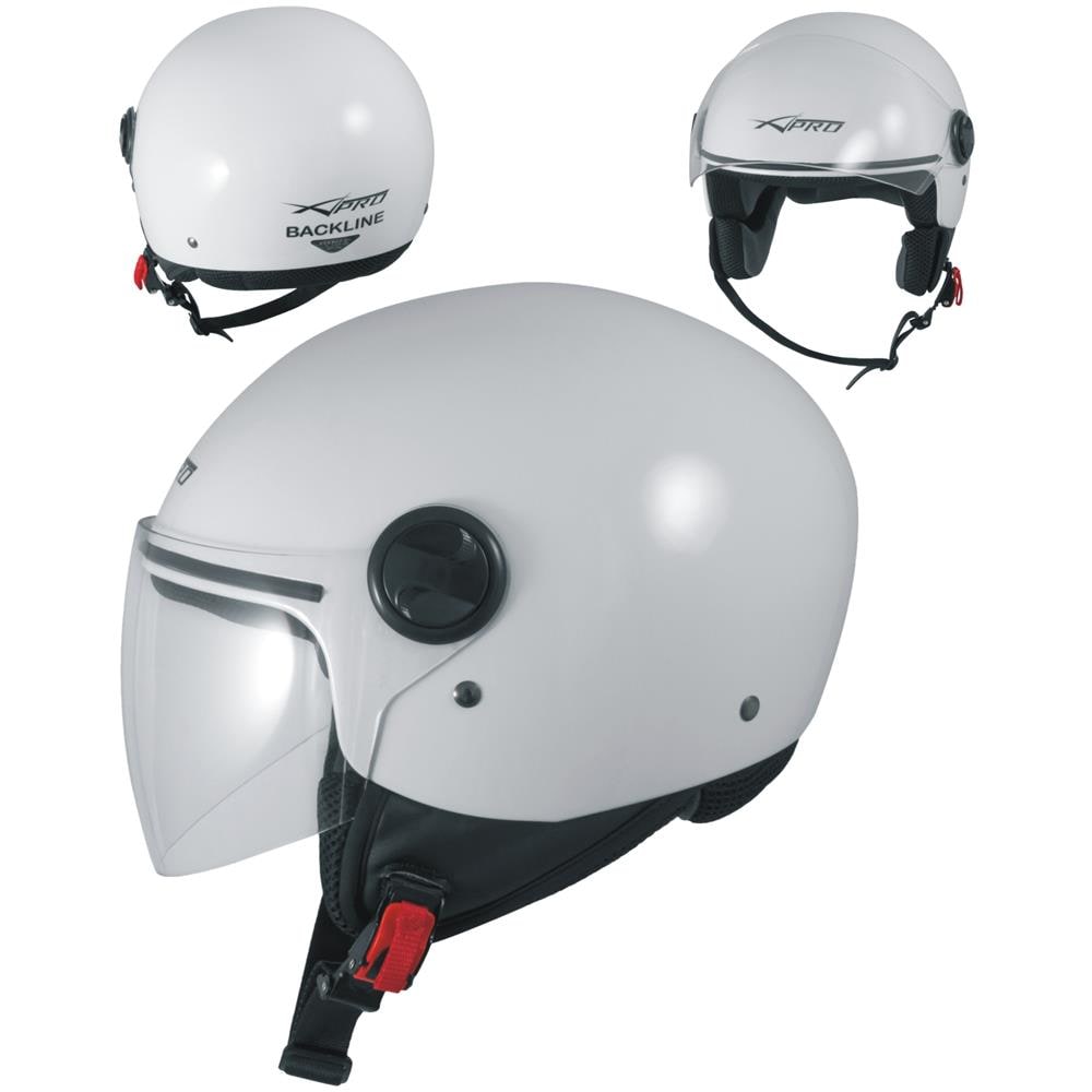 Casco Jet Moto Scooter Visera Antigraffio Argento Backline Ece 22-05 Bianco L - Foto 1