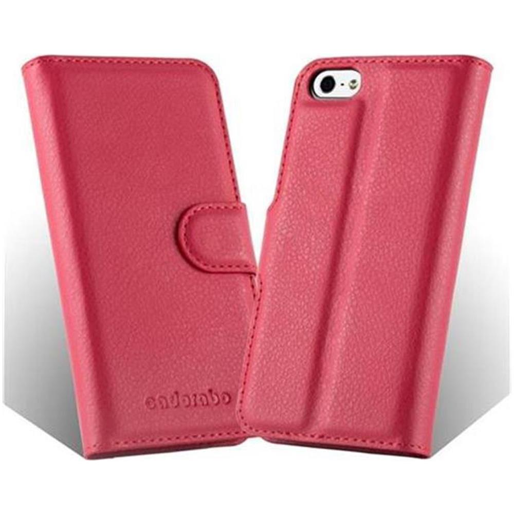 Cadorabo Custodia Compatibile Con Apple Iphone 5 / Iphone 5s / Iphone Se In Rosso Carminio - Coperchio Protettiva Con Chiusura Magnetica, Funzione Stand E Tasca Per Le Carte - Foto 6