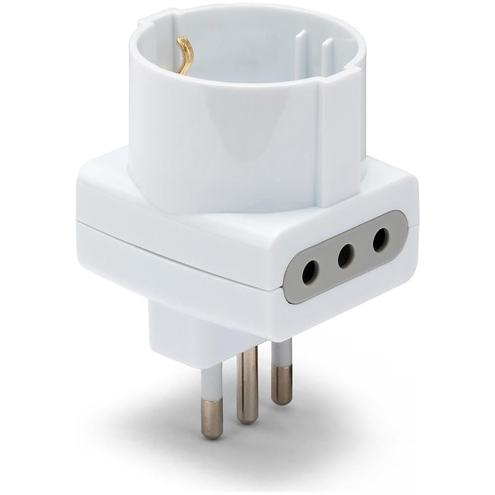 Adattatore Triplo: 1 Presa Schuko 10/16a + 2 Prese 10a. Spina 10a - Foto 3