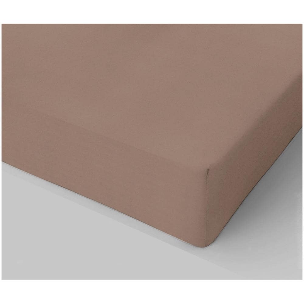Lenzuolo Sotto Con Angoli Invernale Felpato In Flanella Anti-pilling 100% Cotone Tinta Unita Matrimoniale 180x200 Cm - Marrone Chiaro - Foto 1