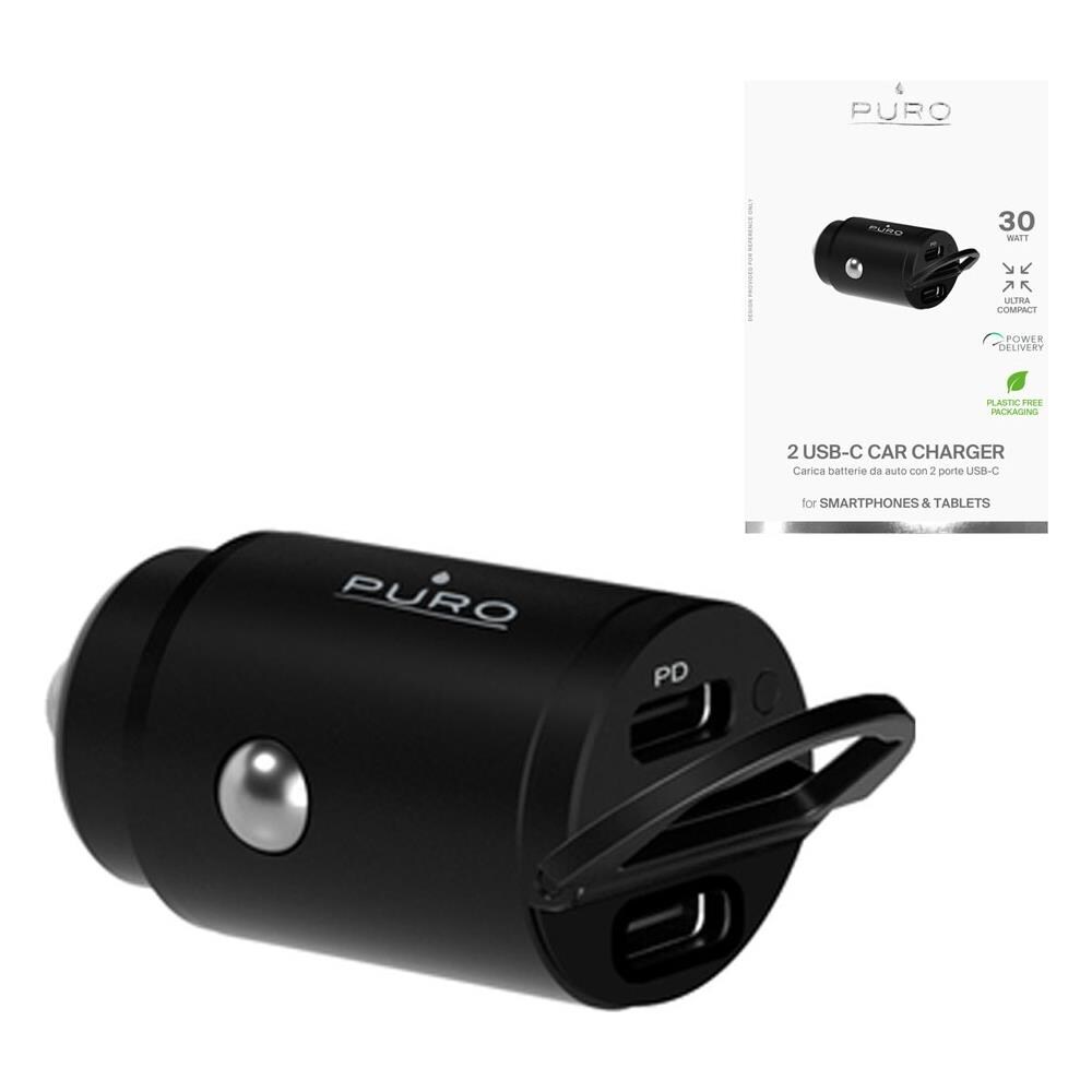 Carica Batterie Da Auto 30w 2 Porte Usb-c Fast Charger Power Delivery | Nero - Foto 2