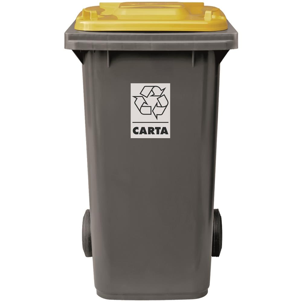 Bidone Carrellato Per Raccolta Differenziata 120 Litri Bicolore - Fondo Grigio E Coperchio Giallo - Foto 2