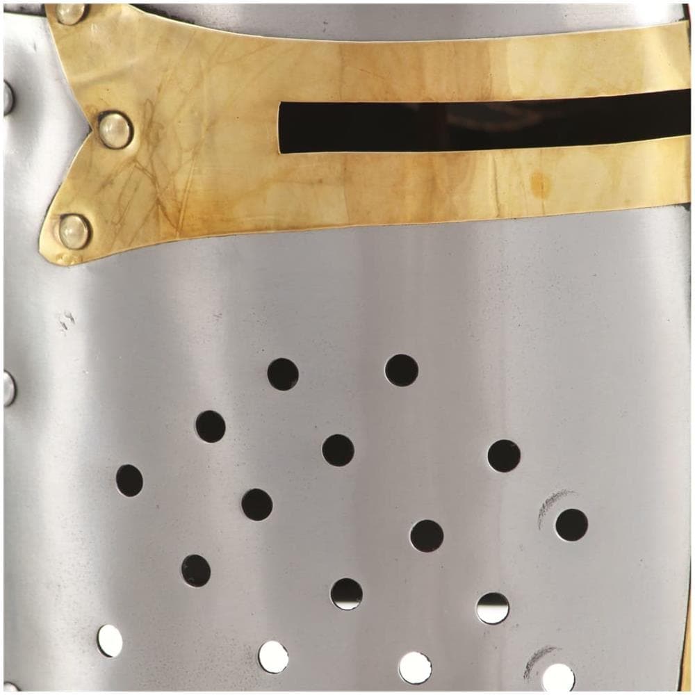 Elmo Da Cavaliere Medievale Crociato Replica Larp Argento - Foto 2