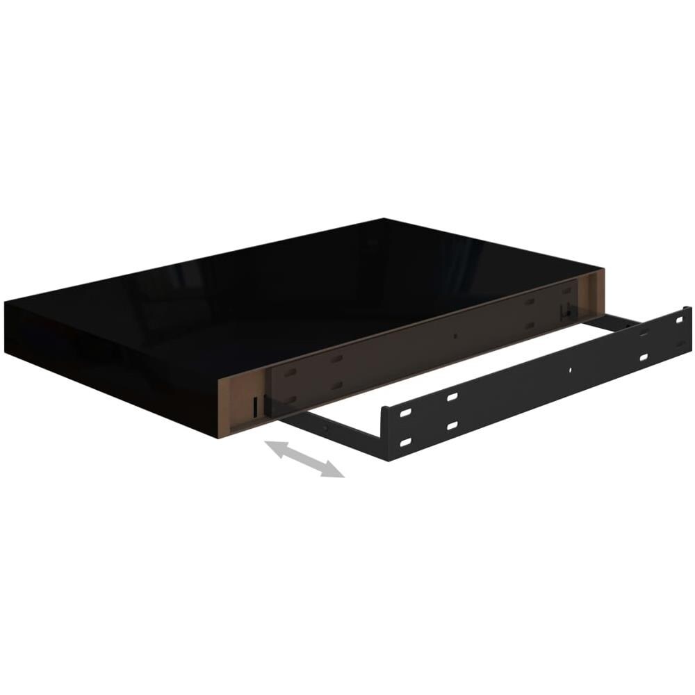 Scaffali A Parete 2 Pz Nero Lucido 40x23x3,8 Cm In Mdf - Foto 8