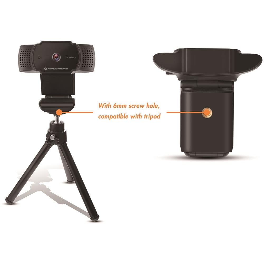 Webcam AMDIS con Risoluzione 2592 x 1944 Pixel USB Tipo 2.0 Colore Nero  - Foto 2