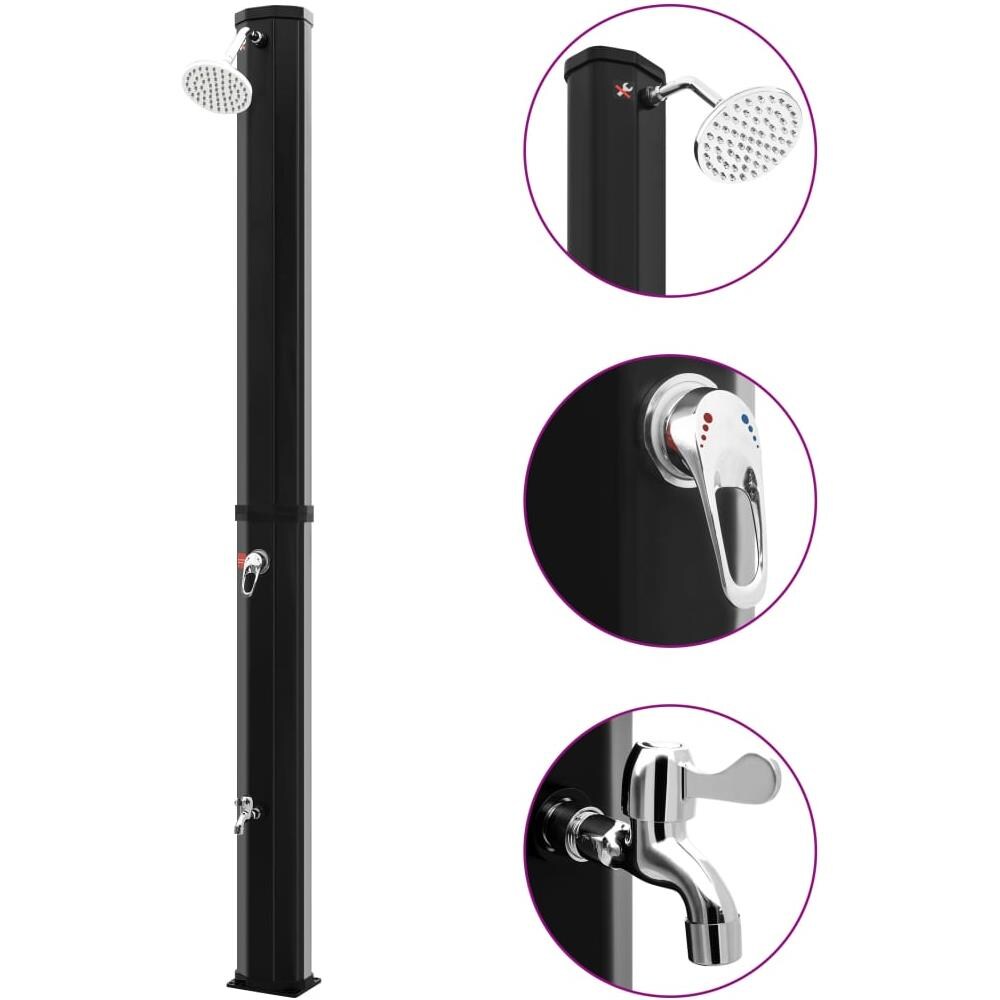 Outdoor Doccia Solare da Esterno con Soffione e Rubinetto 35 L Nero - Foto 1